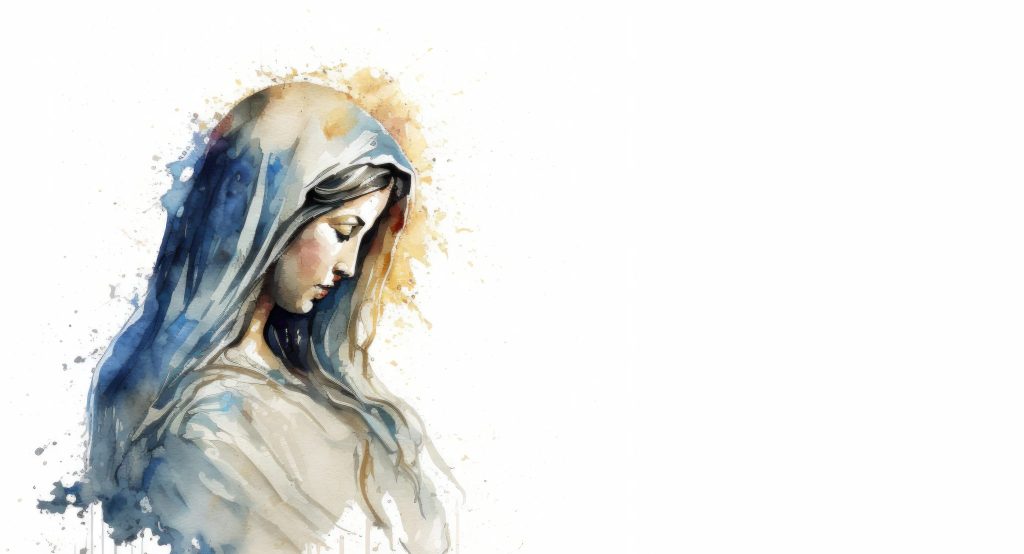 Virgin mary watercolor banner art, Religious design art, Mary, h